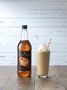 Sweetbird Caramel syrup with Caffe Frappe & Cream