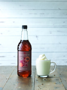 Sweetbird Toffee Nut syrup with White Hot Chocolate & Cream