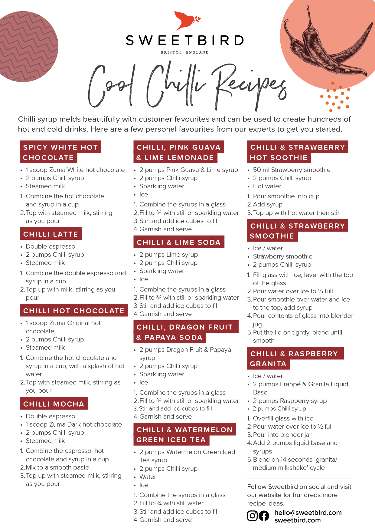 Chilli Recipe Sheet